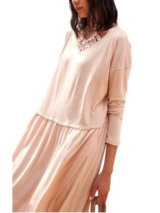 Free People Anytime Beach Cotton Midi Dress in Pink Sand Dune - Picture 4 of 7